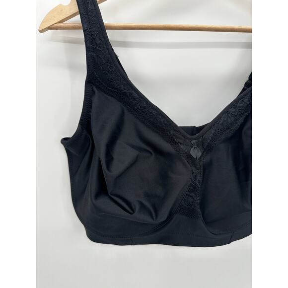 Glamorise Black Overlay Unlined Bra Lace Women Size 40I - Picture 3 of 6